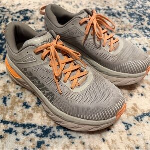 Hoka Gray and Orange Athletic Shoes